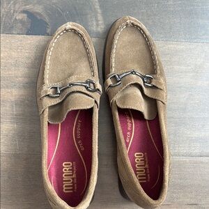 Munro women olive green Suede Loafers